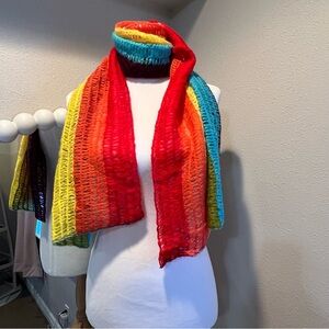 Rainbow scarf colorful light open knit scarf new without tags.